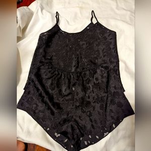 Vintage two piece lingerie set floral daisy pattern see through